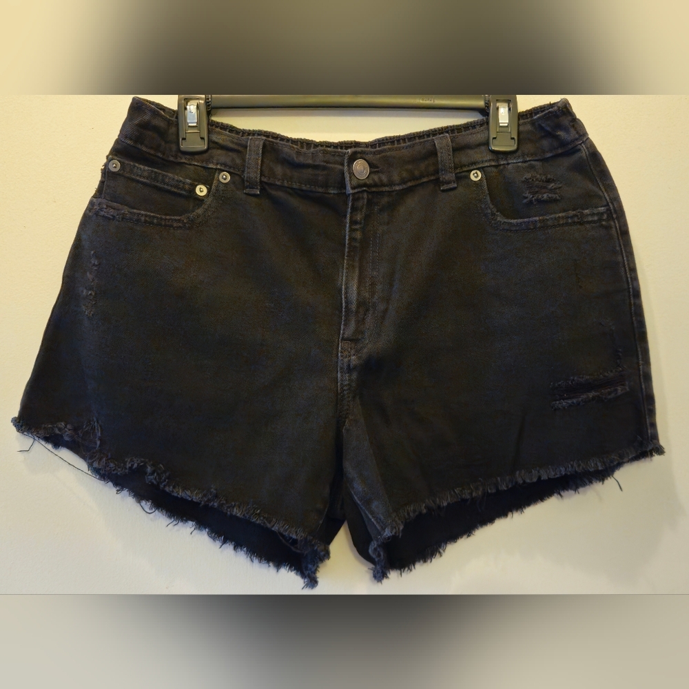 Aerie Black Distressed Women Shorts